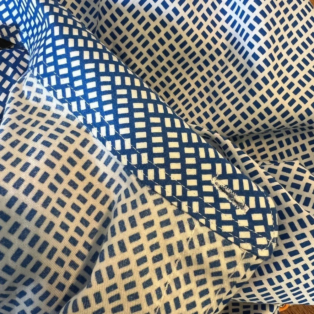 Sean John Long Sleeve Blue White French‎ Cuff Button Down Men's Size 16 - 34/35